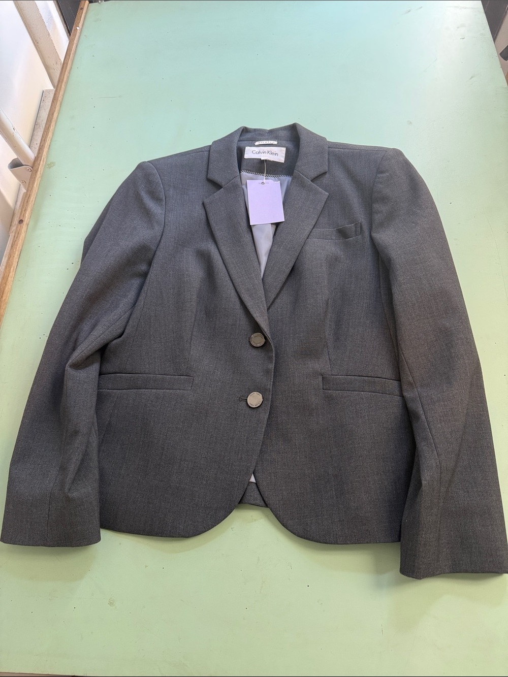 Calvin Klein Women's Charcoal Gray Two-Button Blazer